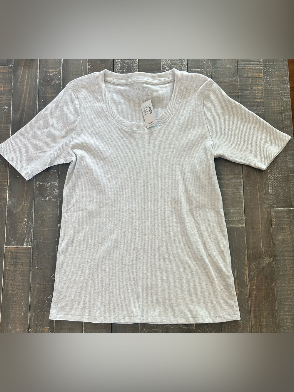Maurices Light Gray Ribbed Short-Sleeve Top